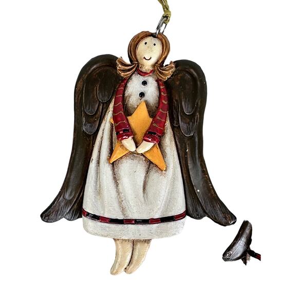 2 Hannah’s Handiworks - 1 Heart & 1 Star Angel Christmas Ornaments VG no tags - Picture 2 of 7